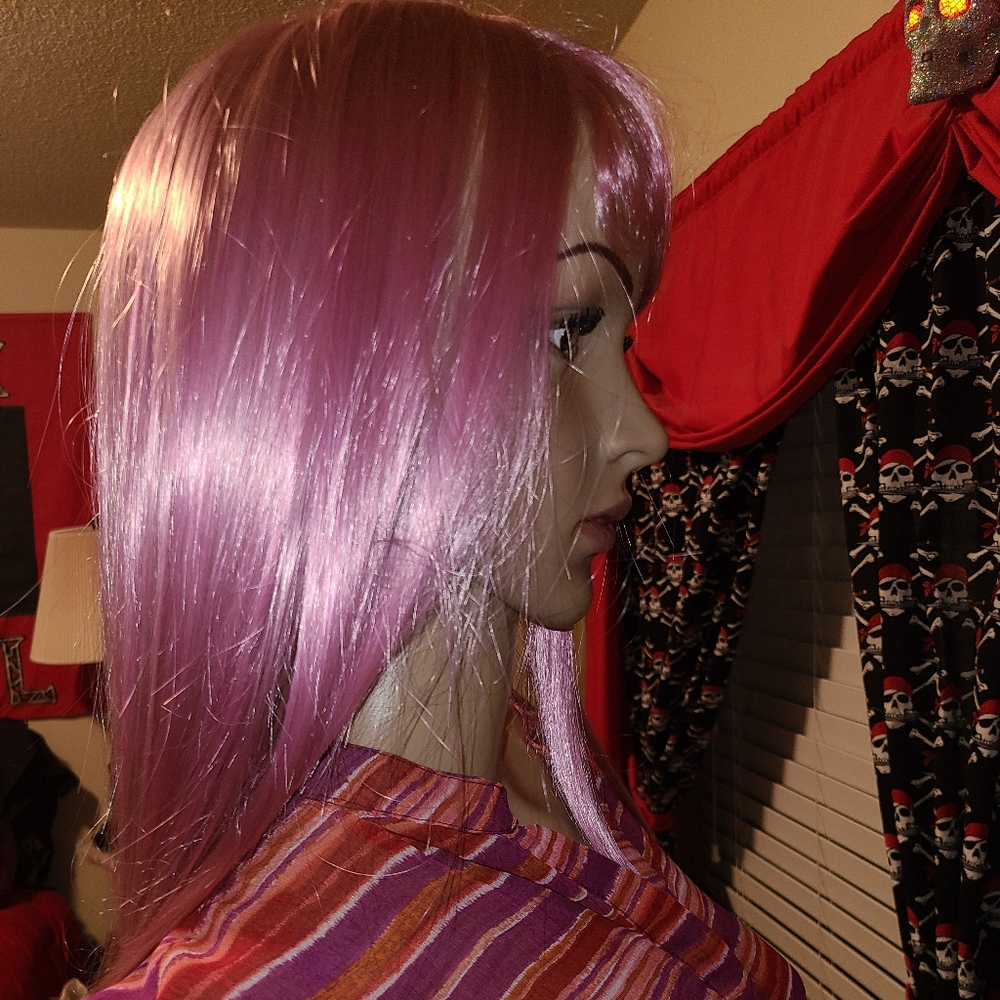 WOMEN'S LONG 22" PINK SYNTHETIC HEAT RESISTANT WIG